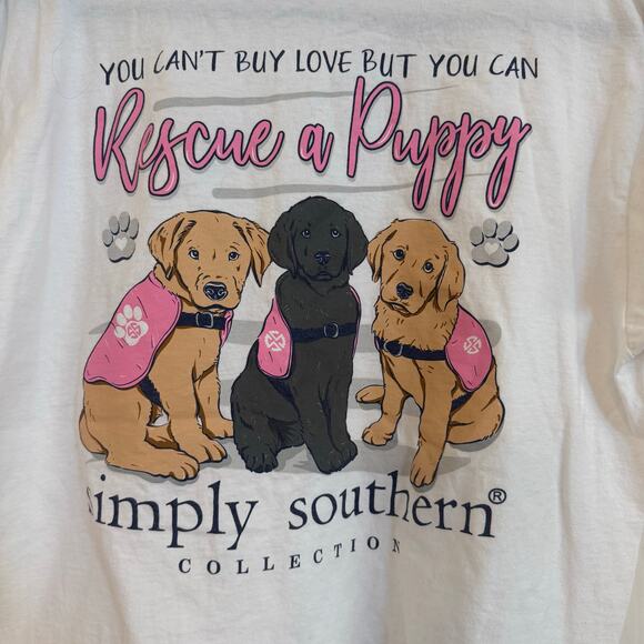 Simply Southern Women’s Rescue a Puppy Graphic Short Sleeve T Shirt Size Large - Picture 4 of 8